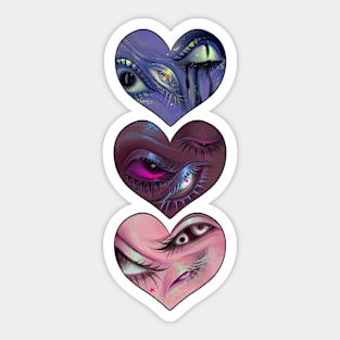 Triple Heart Eyes Sticker